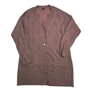 ARACH&CLOZ Women's Size S Knit Cardigan Button Front Long Sleeve Textured Mauve